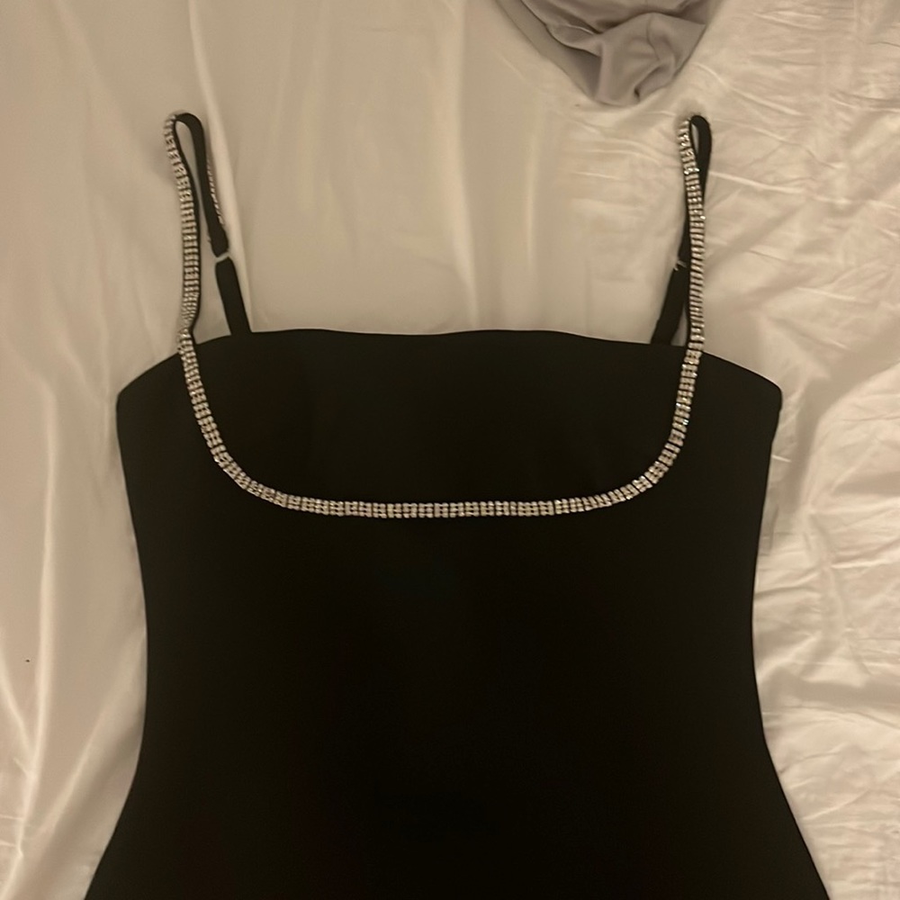 black mini dress with rhinestones